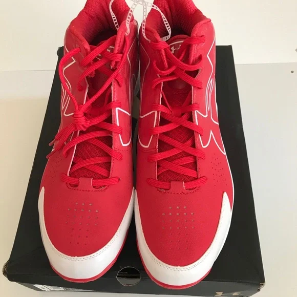 Under Armour UA Ignite Mid ST CC Metal Baseball Cleats Red White Men Sz 13 NIB